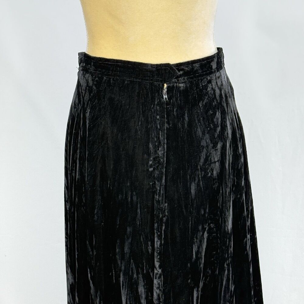 Vintage Saint Laurent Rive Gauche Crushed Velvet Midi Skirt 44 L Made in France - Picture 7 of 16
